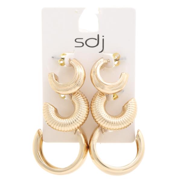 SODAJO TEXTURED HOOP EARRING SET