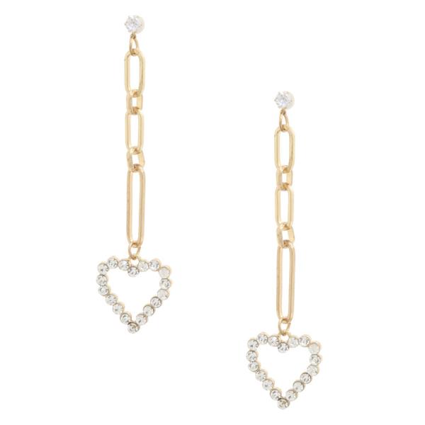 SODAJO HEART RHINESTONE OVAL LINK DANGLE EARRING