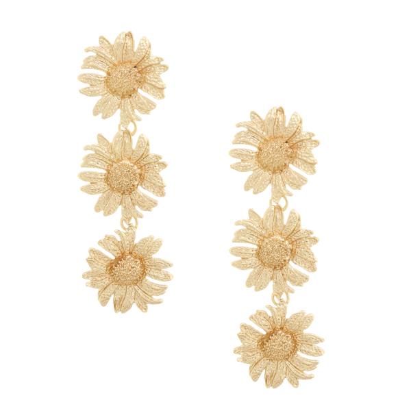 SODAJO TRIPLE SUNFLOWER DANGLE EARRING