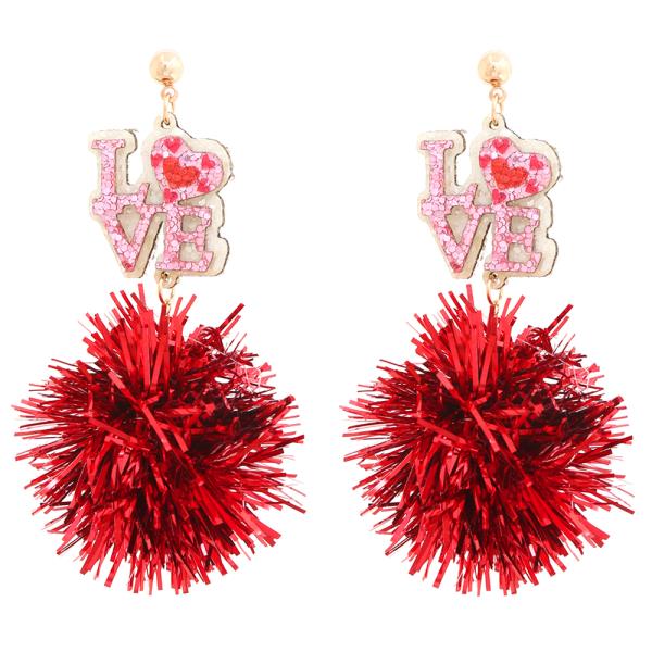LOVE POM POM EARRING