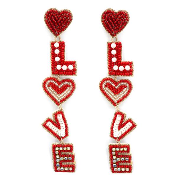 SEED BEAD LOVE DANGLE EARRING