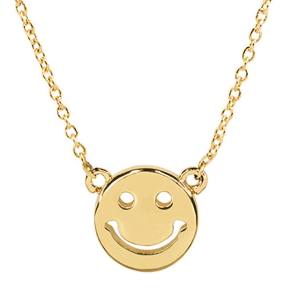 SECRET BOX 14K GOLD DIPPED HAPPY FACE PENDANT NECKLACE
