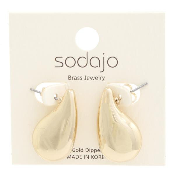 SODAJO TEARDROP DOME GOLD DIPPED EARRING