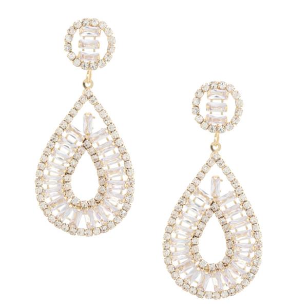 TEARDROP RHINESTONE DANGLE EARRING