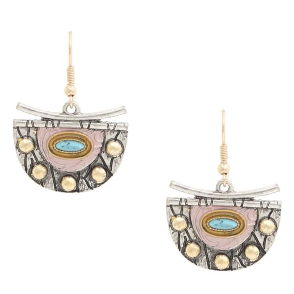 HALF CIRCLE MULTI COLOR DANGLE EARRING
