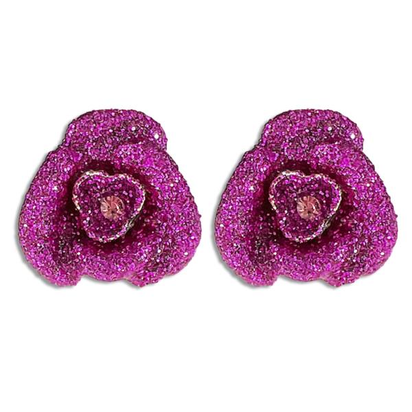 CRYSTAL FLORAL ROSE POST EARRING