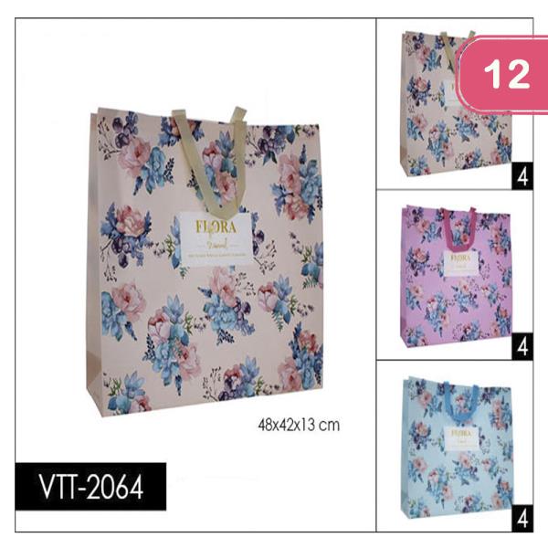 COLORFUL FLOWER PRINT TOTE BAG (12 UNITS)