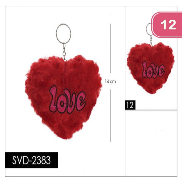 PLUSH LOVE HEART VALENTINES DAY KEYCHAIN (12 UNITS)