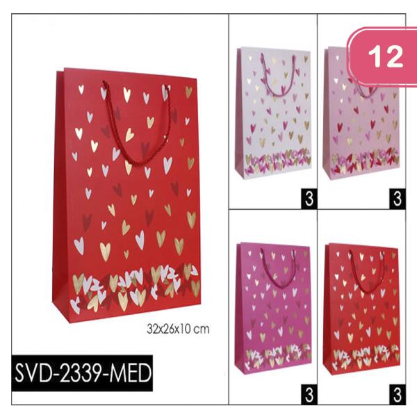 CUTE HEART DOTS VALENTINES DAY GIFT BAG (12 UNITS)