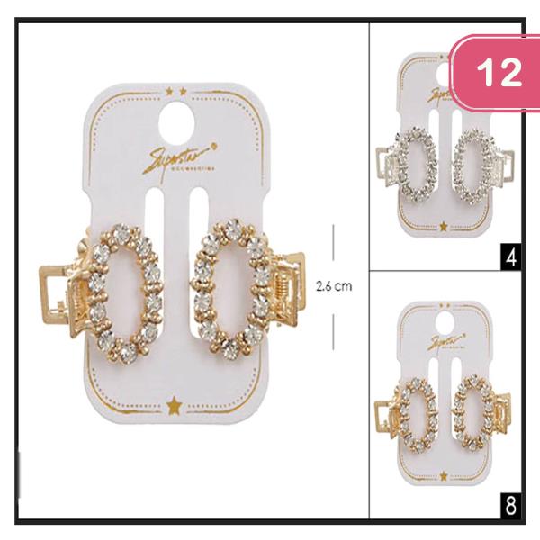 OVAL SHAPE STONES JAW CLIP (12UNITS)