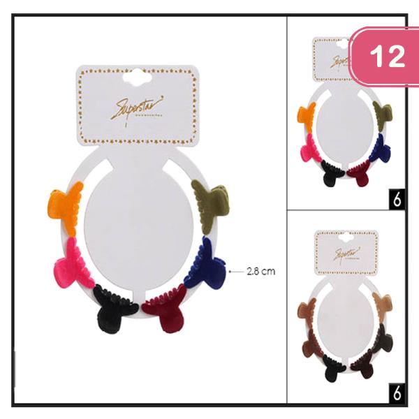 6 PCS VELVET JAW HAIR CLIP (12UNITS)