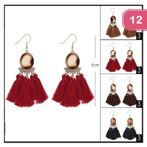 FASHION RHINESTONE TASSEL EARRING (12UNITS)