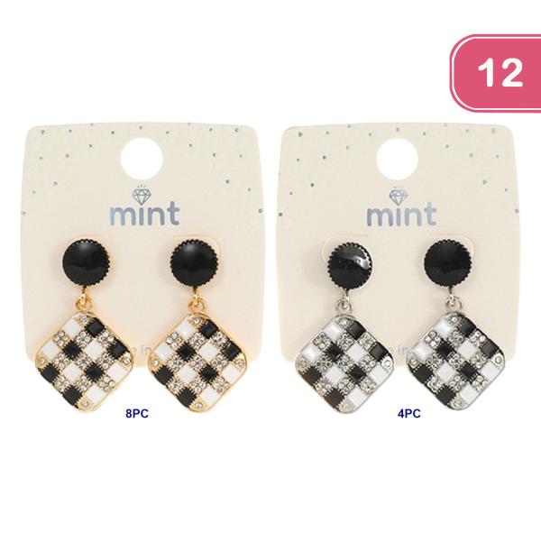 FASHION CHECKERED EARRINGS (12UNITS)