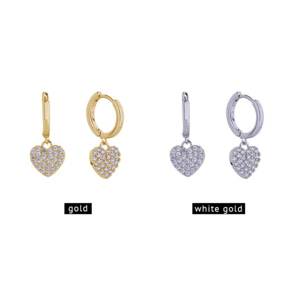 14K GOLD/WHITE GOLD DIPPED RADIANT HEART SWING EARRINGS