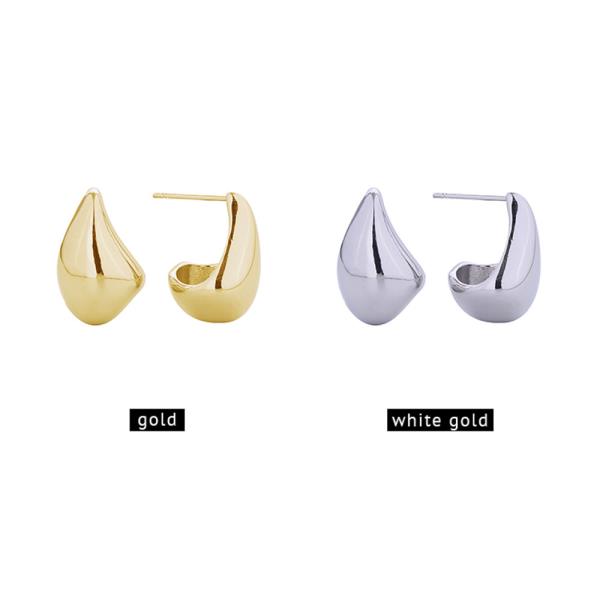 14K GOLD/WHITE GOLD DIPPED RAINDROP POST EARRINGS