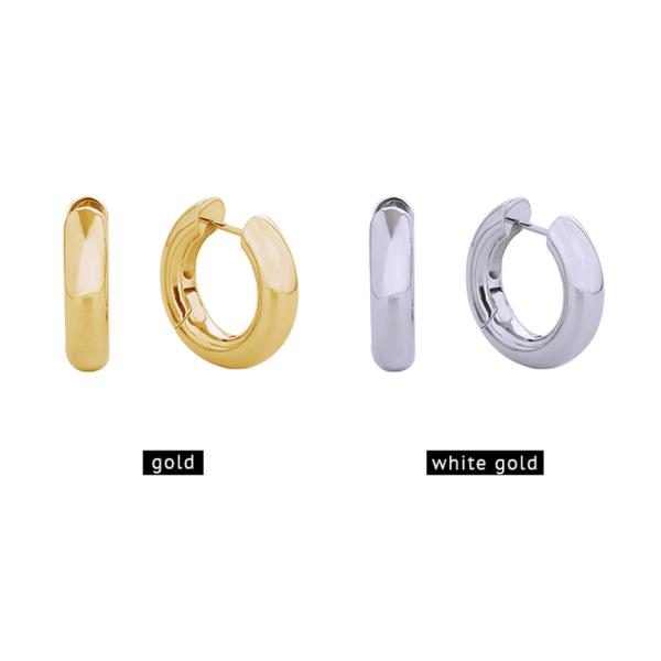14K GOLD/WHITE GOLD DIPPED CHUNKY FUNKY HUGGIE HOOP EARRINGS