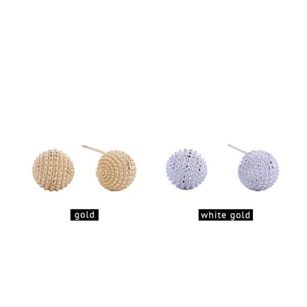 14K GOLD/WHITE GOLD DIPPED MATTE CAVIAR POST EARRINGS