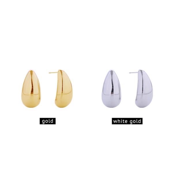 14K GOLD/WHITE GOLD DIPPED TEARDROP POST EARRINGS