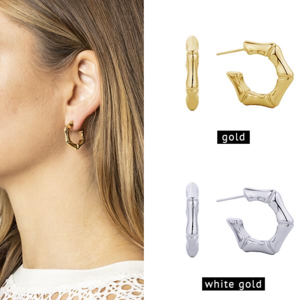 14K GOLD/WHITE GOLD DIPPED POST EARRING