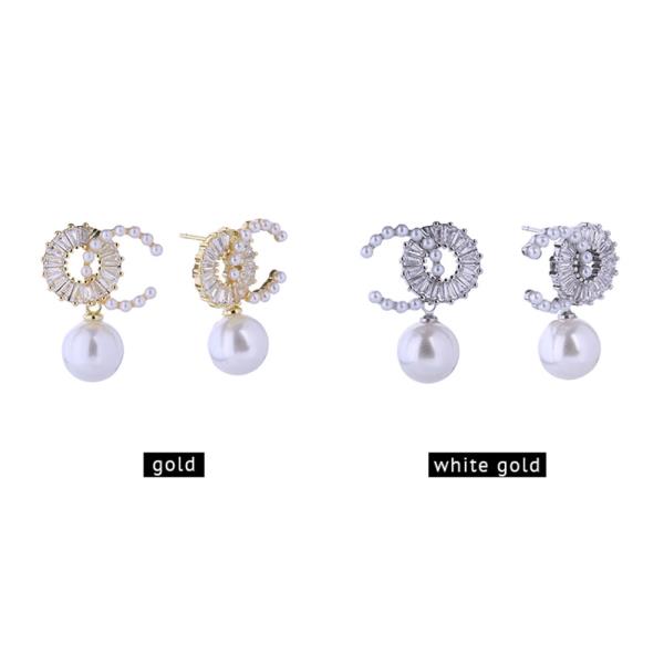 14K GOLD/WHITE GOLD DIPPED 0-C PEARL DROP POST EARRINGS